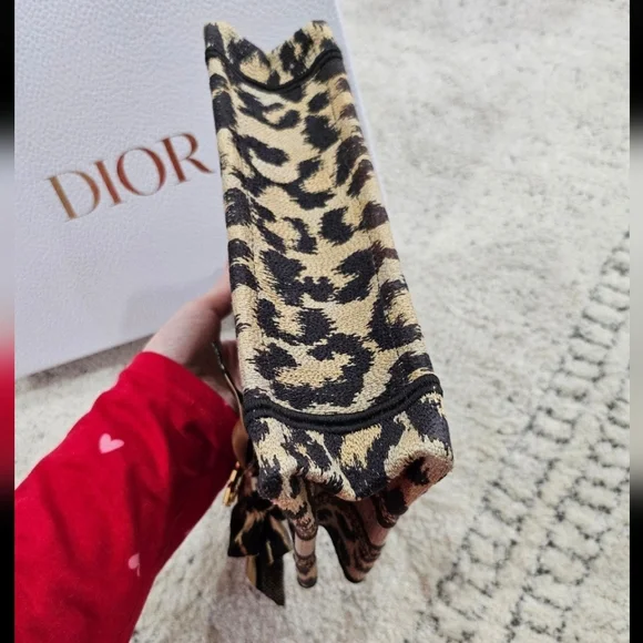 Christian Dior Mini Oblique Leopard Book Tote W/ Twilly And Pin - Picture 9 of 11